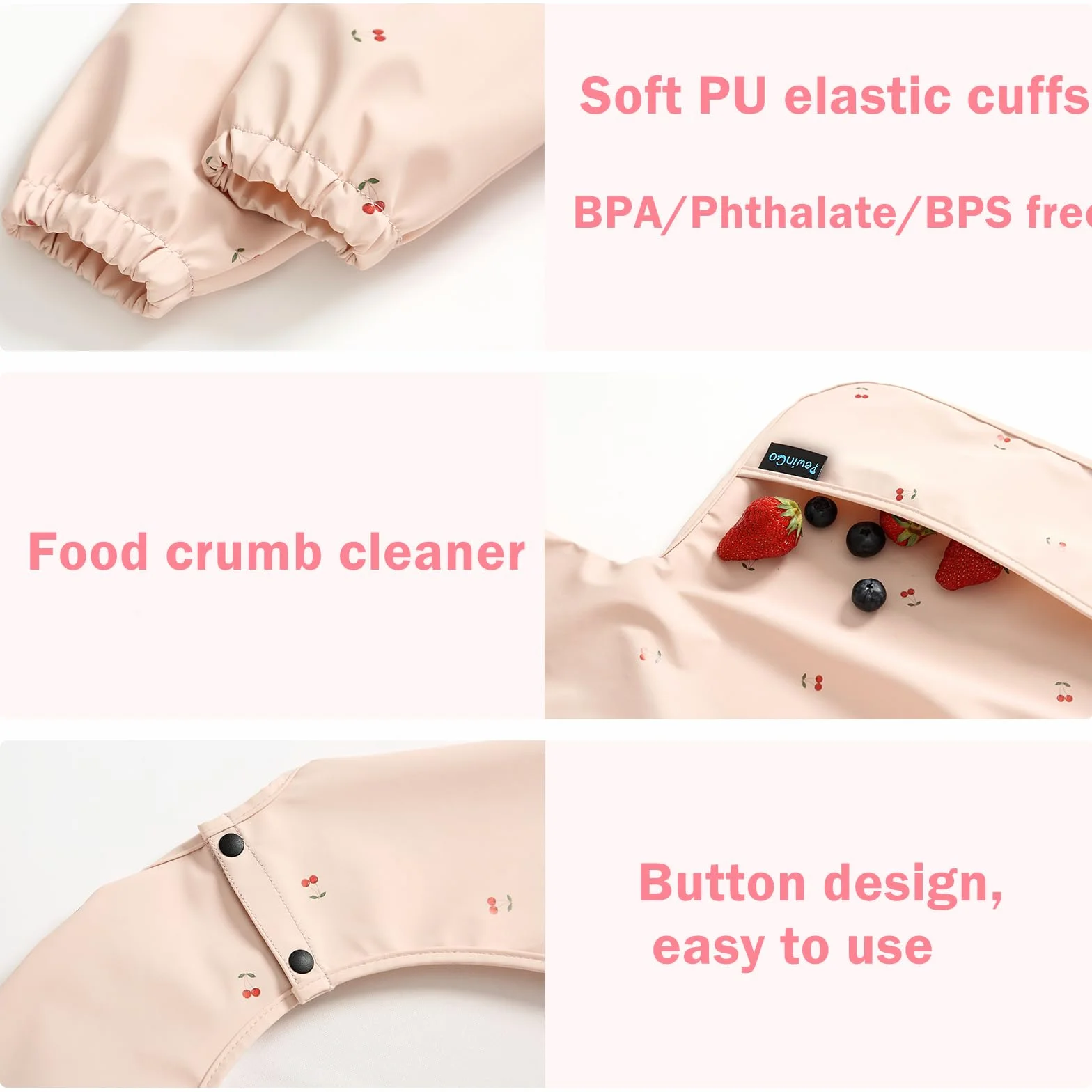Bavette de Sevrage Imperméable Manches Longues BLW Douce Lavable en Machine pour Bébés