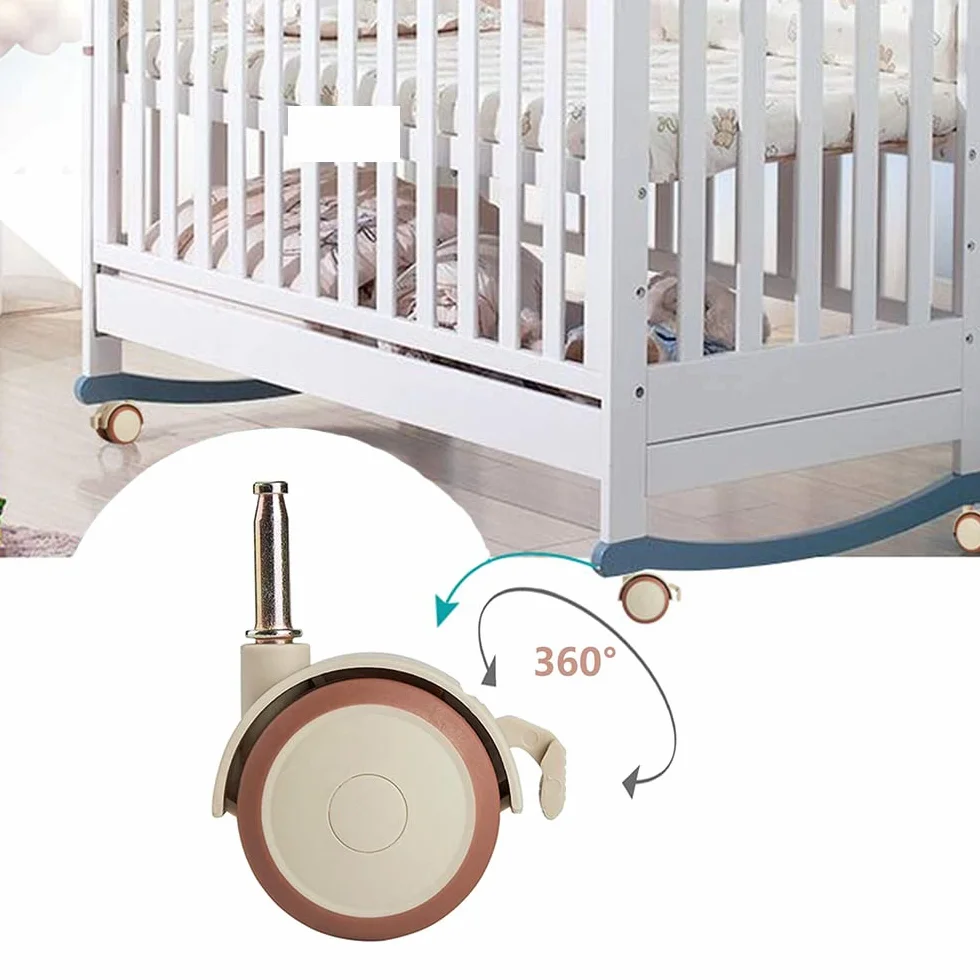 Roues Pivotantes 360° 4 Pièces Support Roulettes Lit de Bébé en Caoutchouc