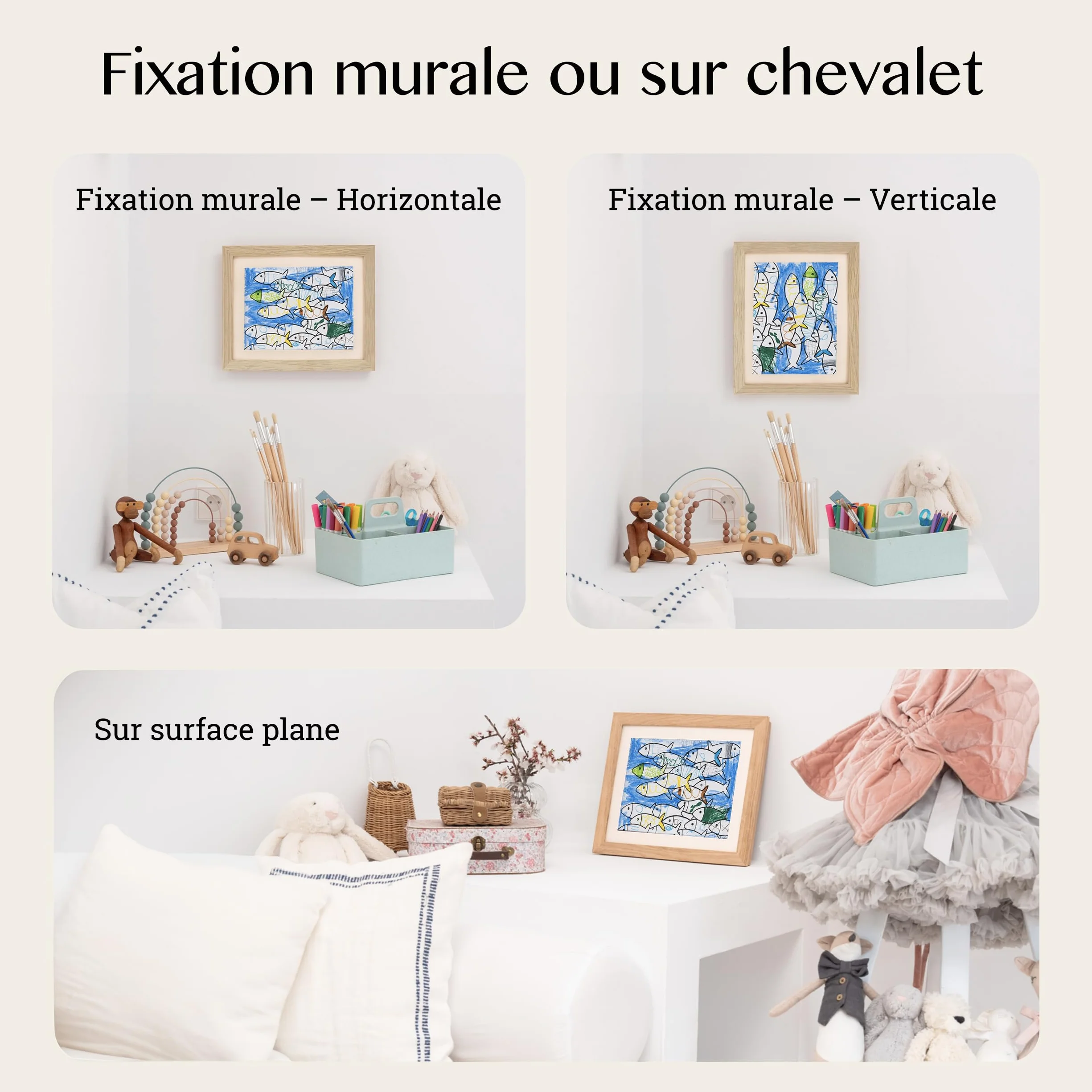 Cadres photo A4 pour enfants Chêne naturel lot de 2