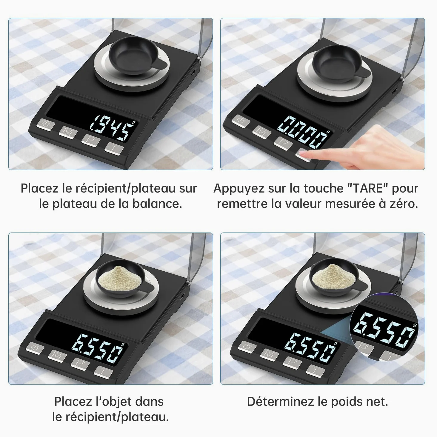 Rechargeable par USB 100g/0.001g Balance de Precision Milligrammes Balance de Poche Balances de Bijoux,Balance de Cuisine Apply to Weighing La Poudre,Bijoux, Or Poche avec Poids D'étalonnage