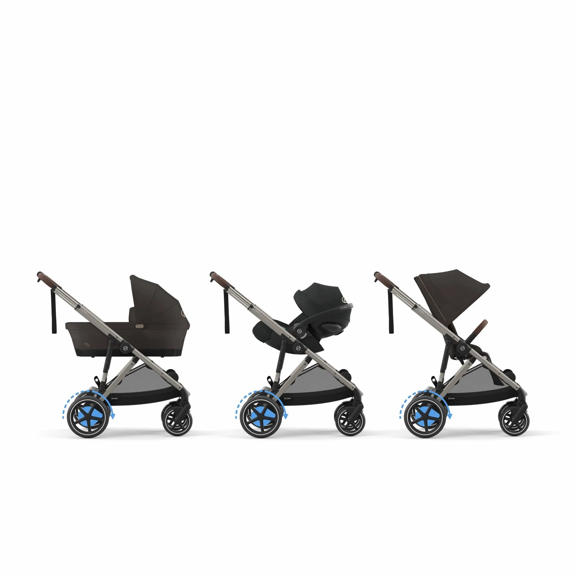 CYBEX Poussette Gold e-GAZELLE S, de la naissance à 4 ans, max 22 kg, système tout-en-1 avec propulsion électrique, brun chocolat
