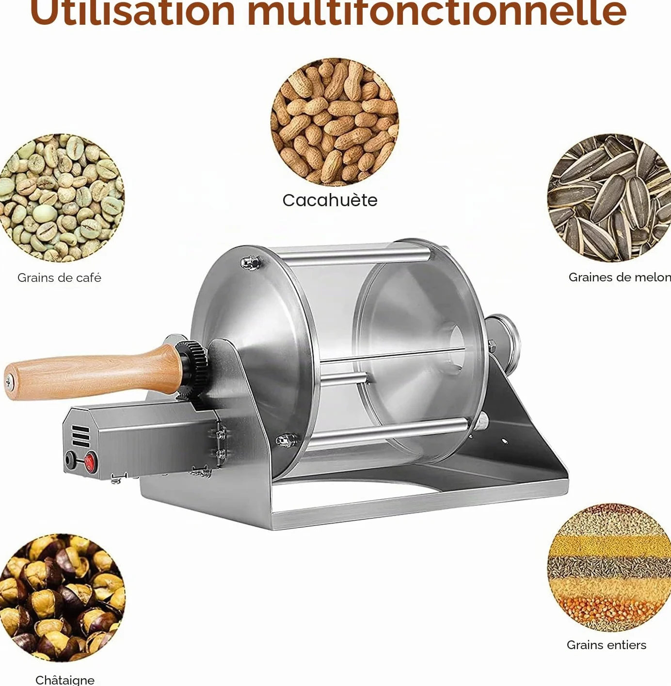 Machine à torréfier les grains de café et les noix 500g