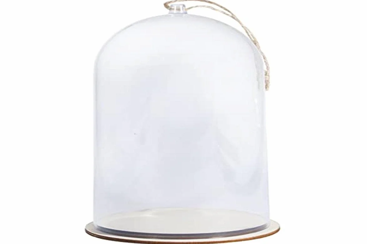 Rayher Cloche avec socle transparent plastique Ø 11cm H 19cm protection décorations miniatures