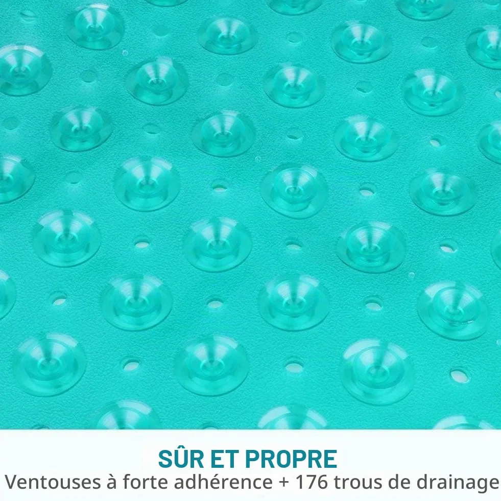 Wimaha Tapis de Baignoire Antidérapant 39x16 Vert Lavable en Machine Antibactérien