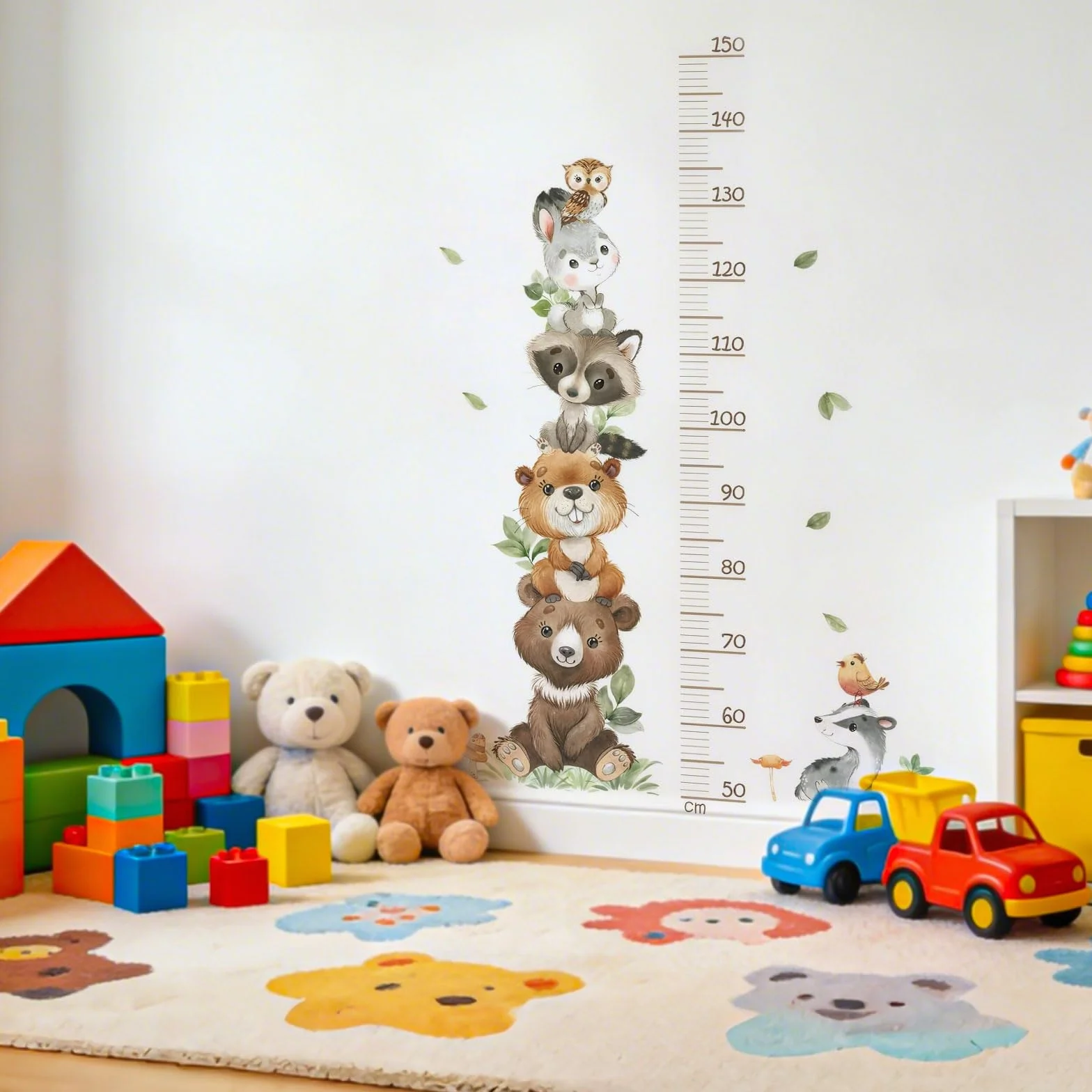 Toise Murale Enfant Sticker Animaux Tableau de Croissance Règle de Hauteur