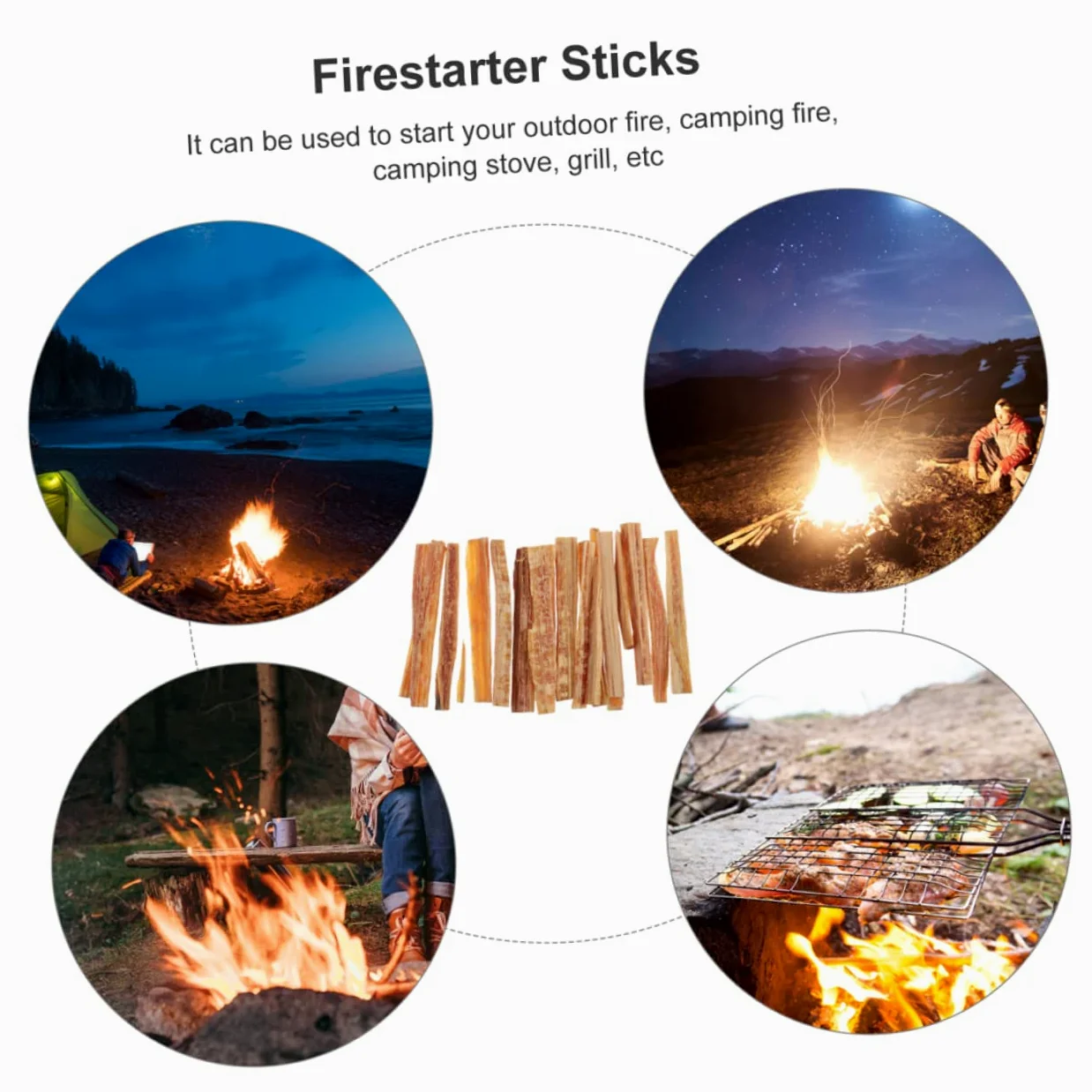 Allume-Bois 1 Set en Bois et Fer pour Camping Extérieur | Allume-feu à Bois, Bois D’allumage Séché au Four, Léger, Usage Survie et Barbecue en Plein Air