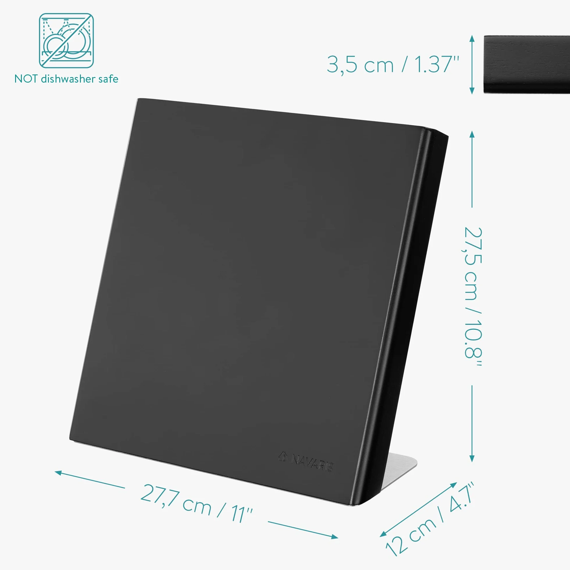 Navaris Bloc à Couteaux Magnétique Bois d'hévéa 27,7 x 27,5 cm Support Vertical Aimanté