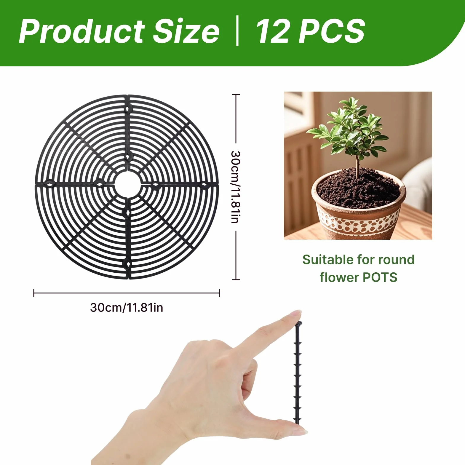 Grille de Protection pour Plantes en Pot 30 cm Ajustable avec Boulons en Plastique ABS Anti Chat Intérieur