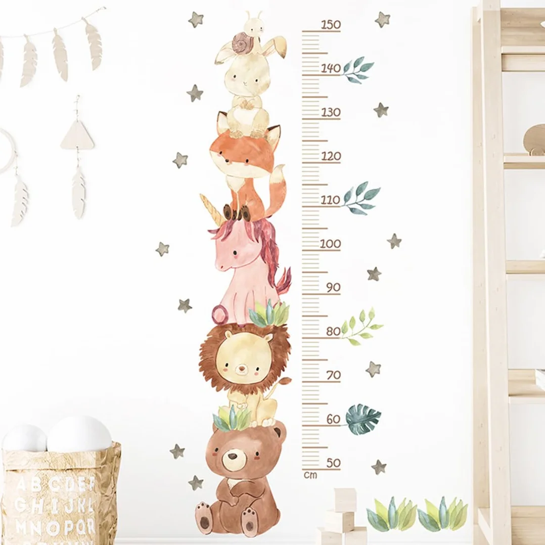 Toise murale autocollante animaux forêt pour enfants mesure 50-150 cm décoration chambre