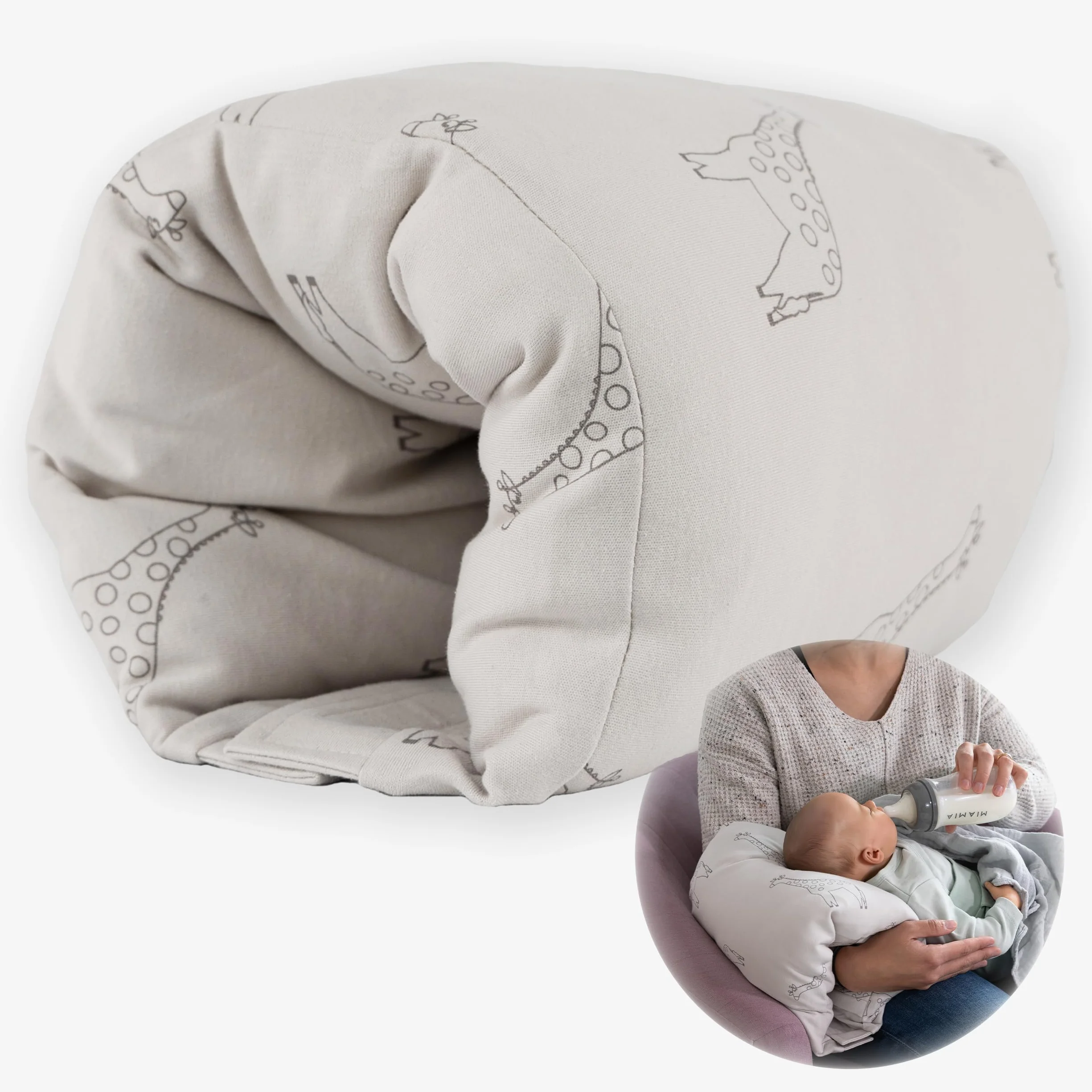 LaLoona Mini Coussin Allaitement de Voyage – Petit Oreiller de Soutien pour Le Bras – Certifié Oeko-Tex, Beige
