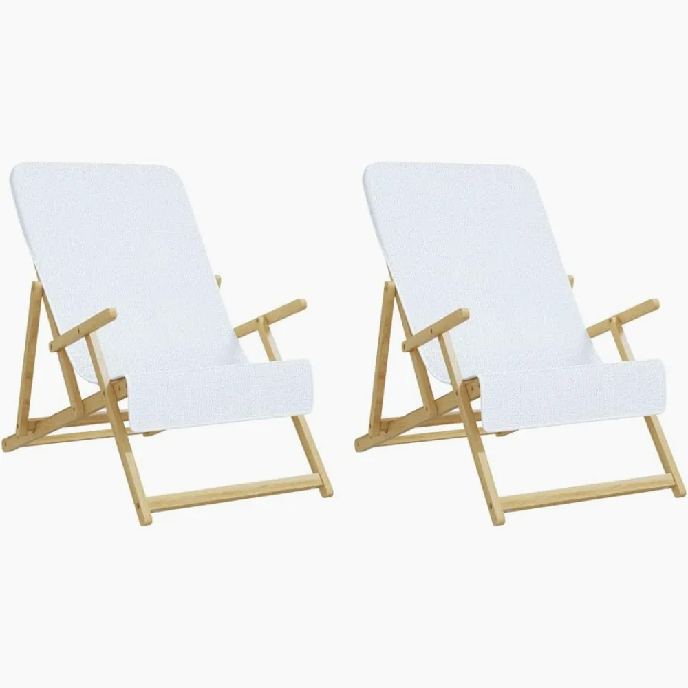 Serviettes de Plage 2 pièces Blanches 60x135 cm Tissu Coton Microfibre 400 GSM légères et absorbantes pour Piscine, Plage, Vacances, Yoga, Camping et Sport Nautique