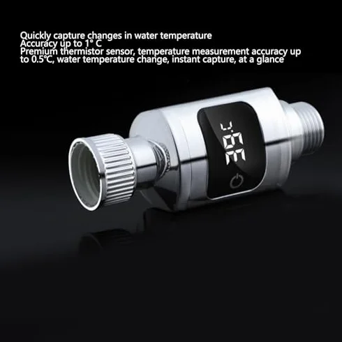 Thermomètre de Douche LED étanche en Acier Inoxydable 1/2 Pouce