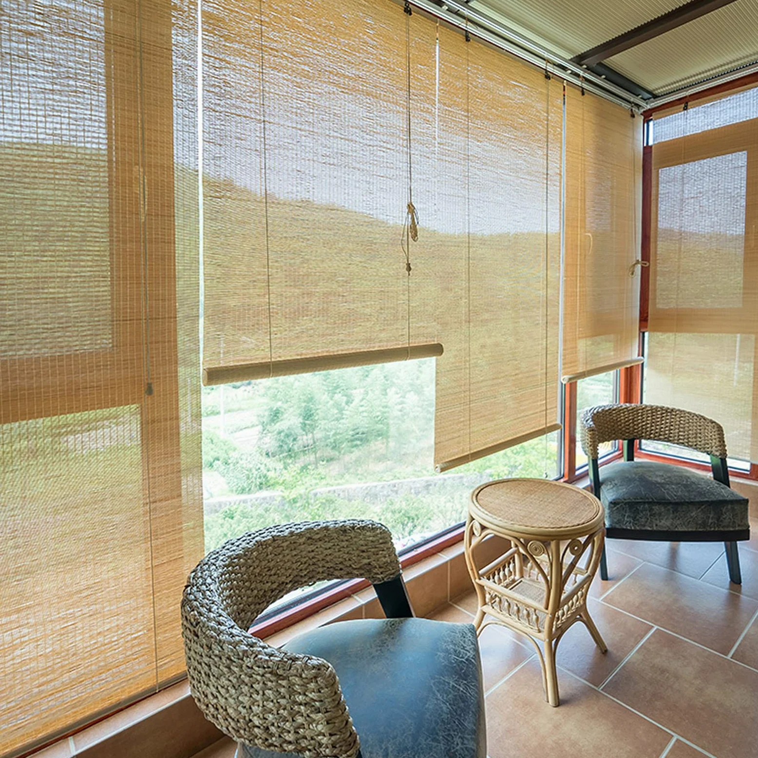 Store Enrouleur Bambou Naturel,Store Occultant en Bambou Exterieur,Stores À Rouleaux Romains,Stores en Bambou/Store Venitien Bois/Store Fenetre,pour Balcon/Jardin/Belvédères (90x175cm/36x69in)
