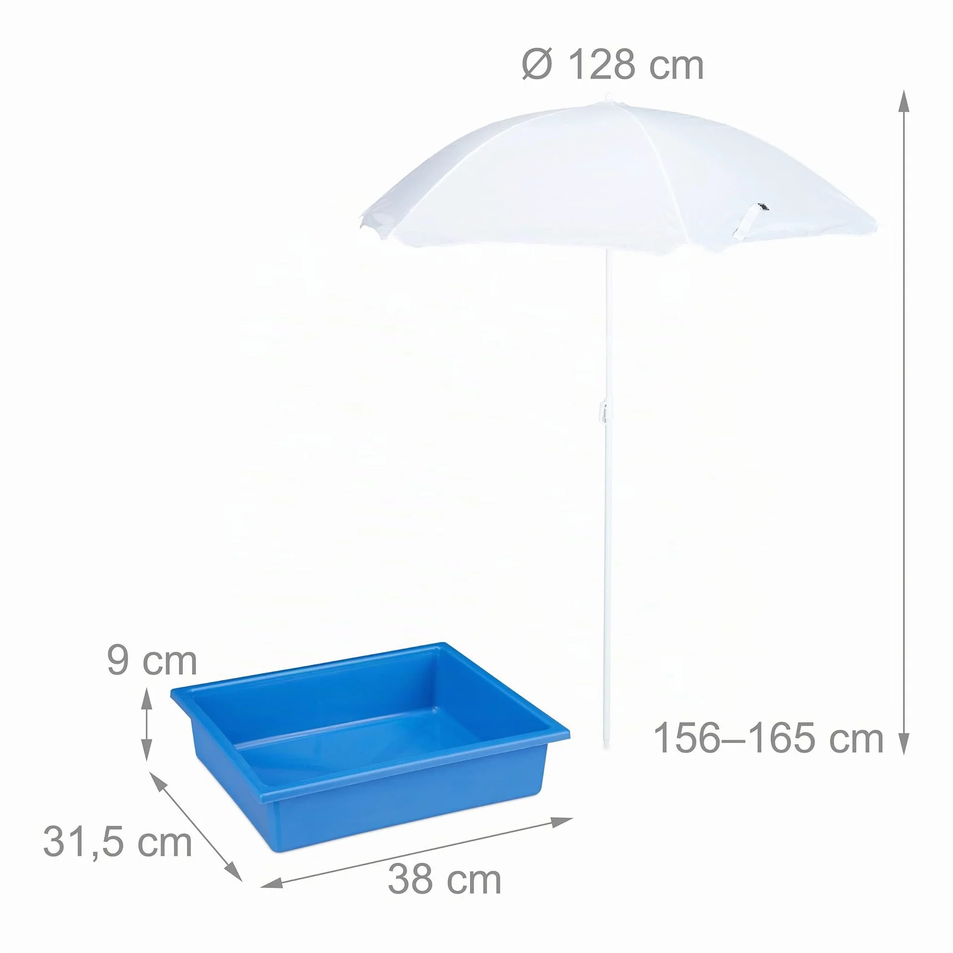 Relaxdays Table de Jardin pour Enfants, en Bois, bacs pour Jouer avec l Eau et Le Sable, Parasol Inclus, Orange