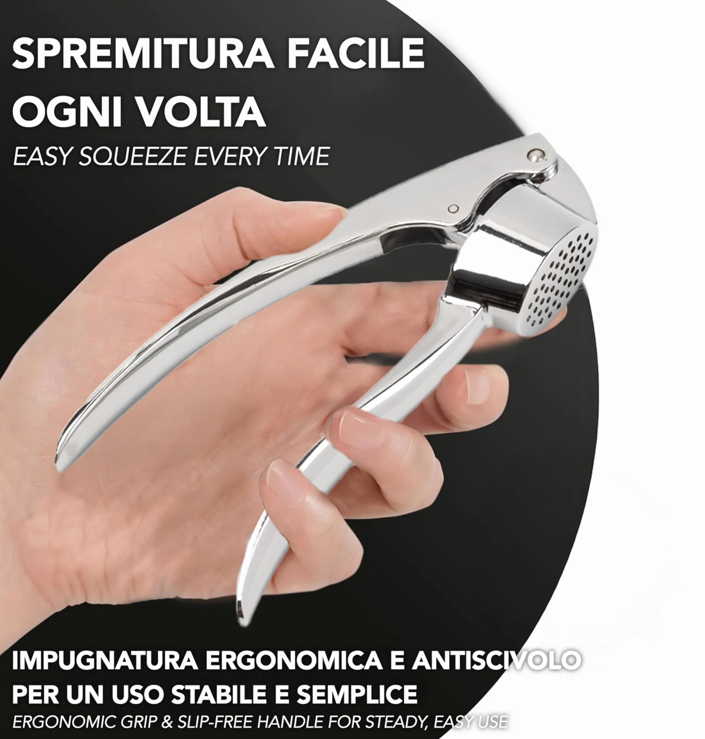 IPEA Presse-Ail en Acier Inoxydable pour Ail, Gingembre, Piment - Presse Ail Professionnel de Cuisine
