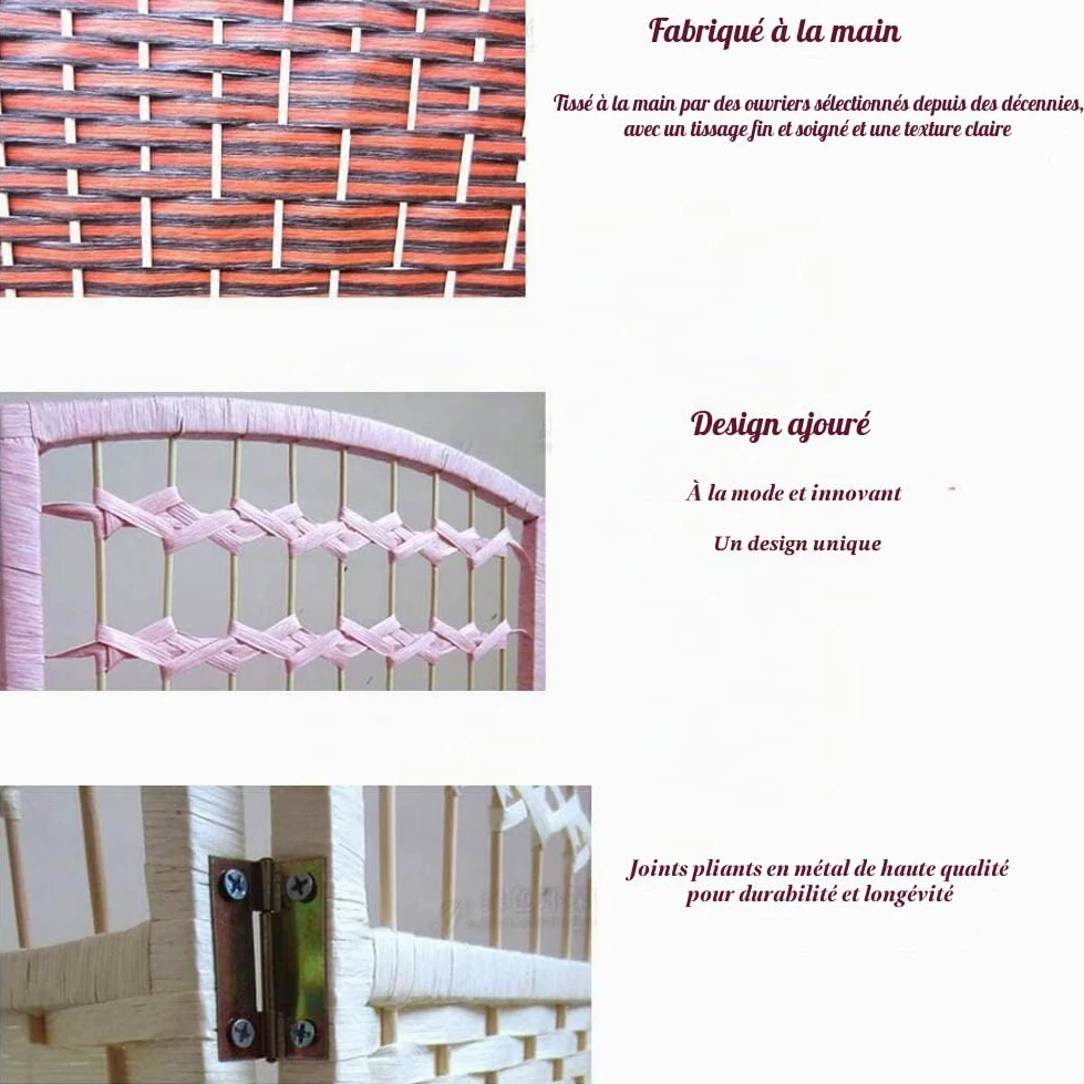 Artiz Paravent pour Chambre d'enfant en Rotin, Paravent Pliable pour Enfants Paravent pour Aire De Jeux Mobile Paravent Japonais Séparateur De Pièce (Couleur : Natural-4 Panel, Taille : 60x120cm)