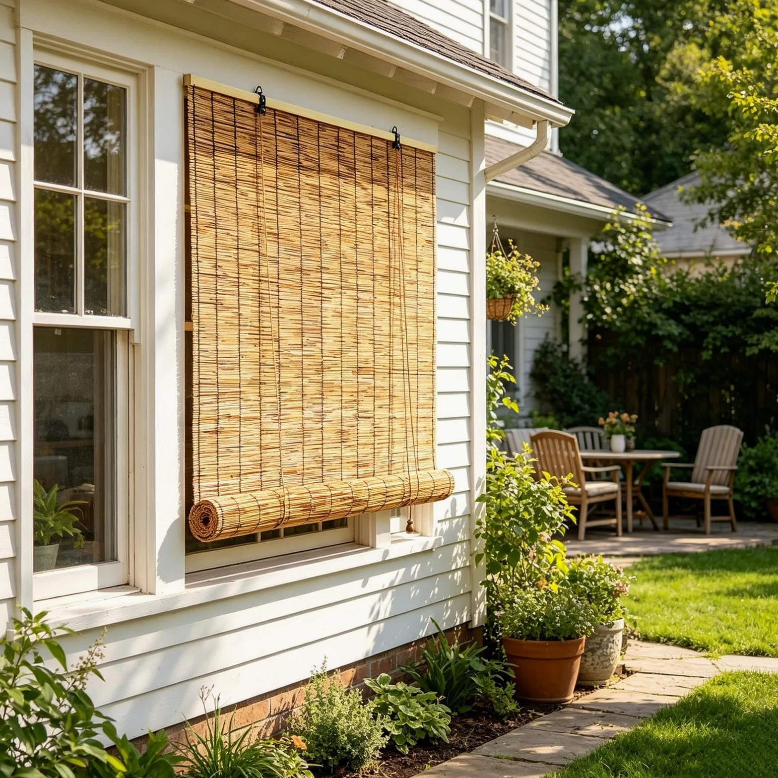 Store Enrouleur Extérieur Naturel Store Bambou Extérieur 100x200 120x160 150x180 150x200cm Rideau De Roseau Avec Levage Stores Venitien Bois Pare Soleil Balcon Terrasse Pergola Fenêtre(W130cmxL200cm)