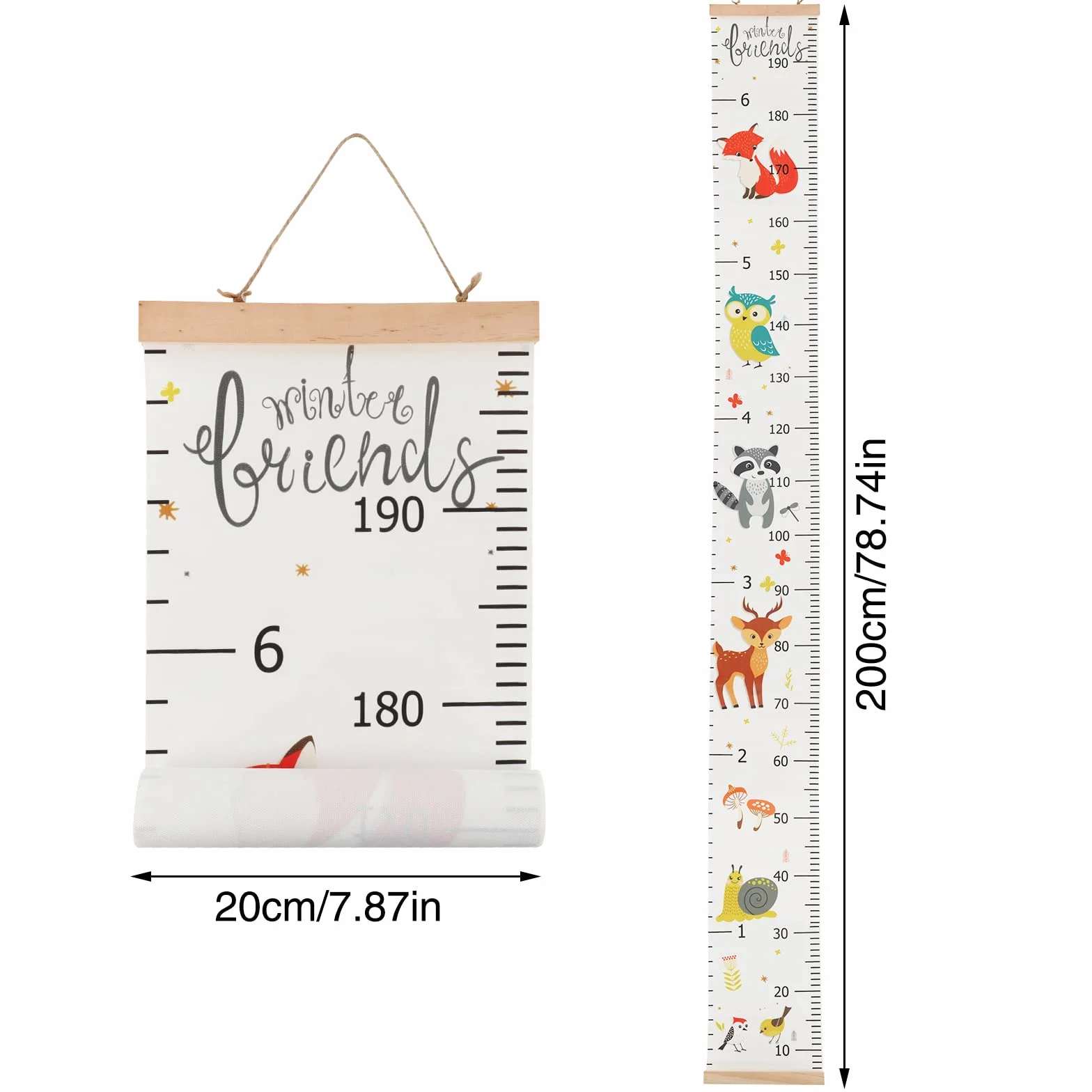 Toise Murale Enfant Bébé à Suspendre Règle Diagramme Croissance Fille Garçon Mesure Hauteur Décoration Chambre Motif Renard
