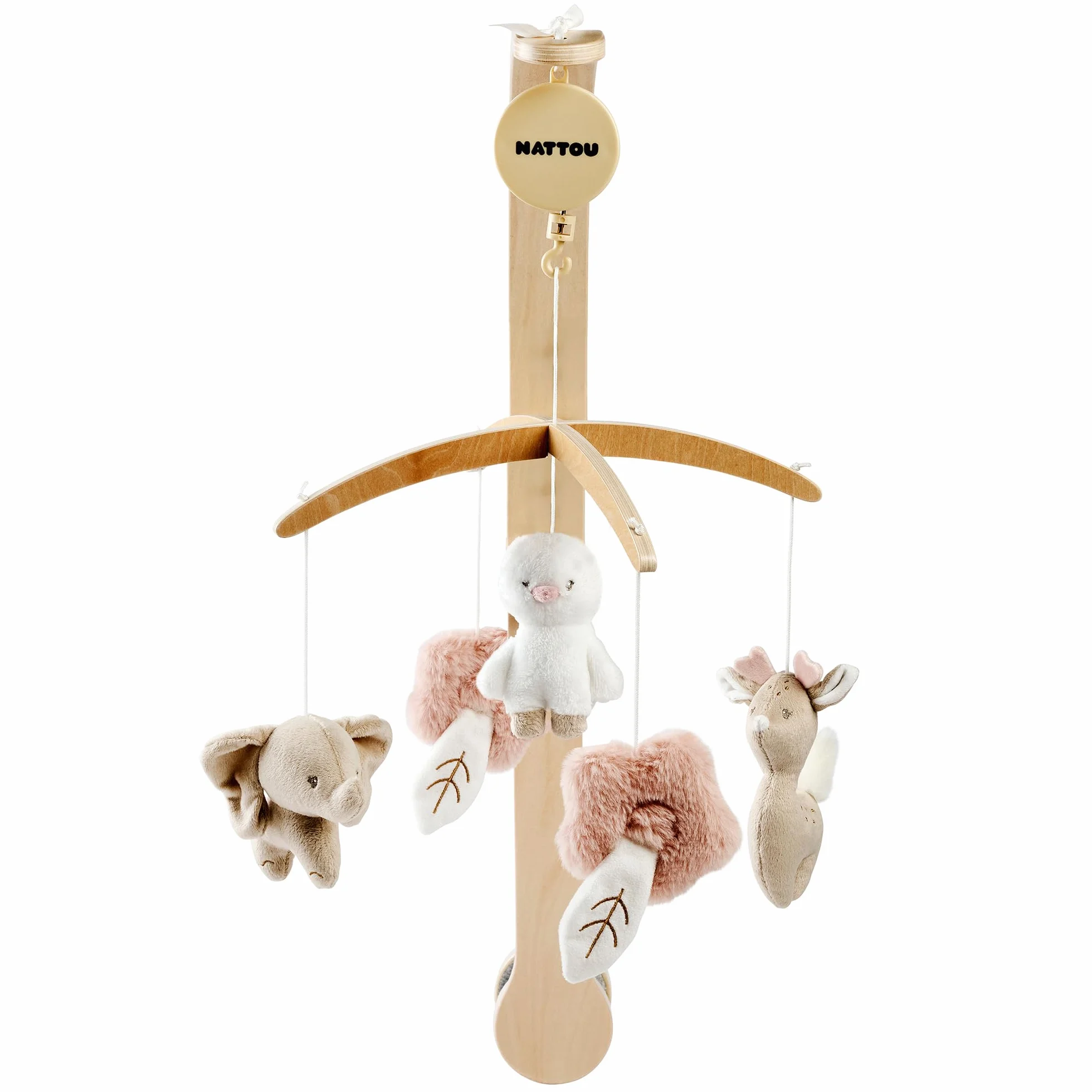Nattou Mobile avec boîte à musique « La-Le-Lu » en polyester/bois, beige