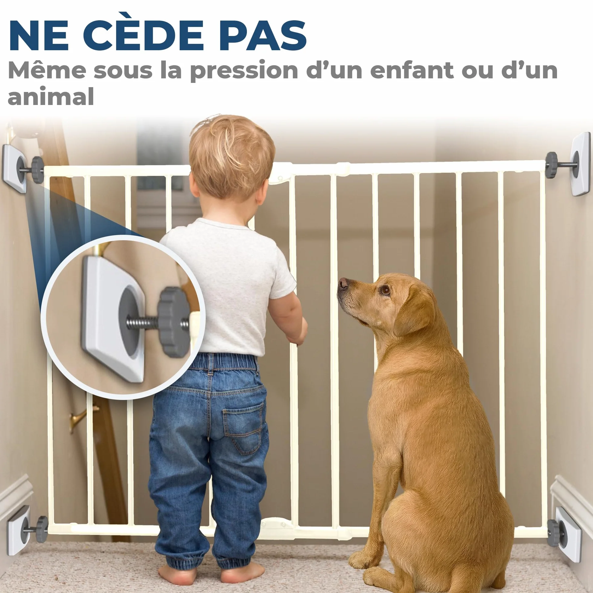 Hoffenbach 4X Patins de Protection Murale Grille Barrière Sécurité Escalier Porte sans Perçage Fixation Pression Bébé Enfants