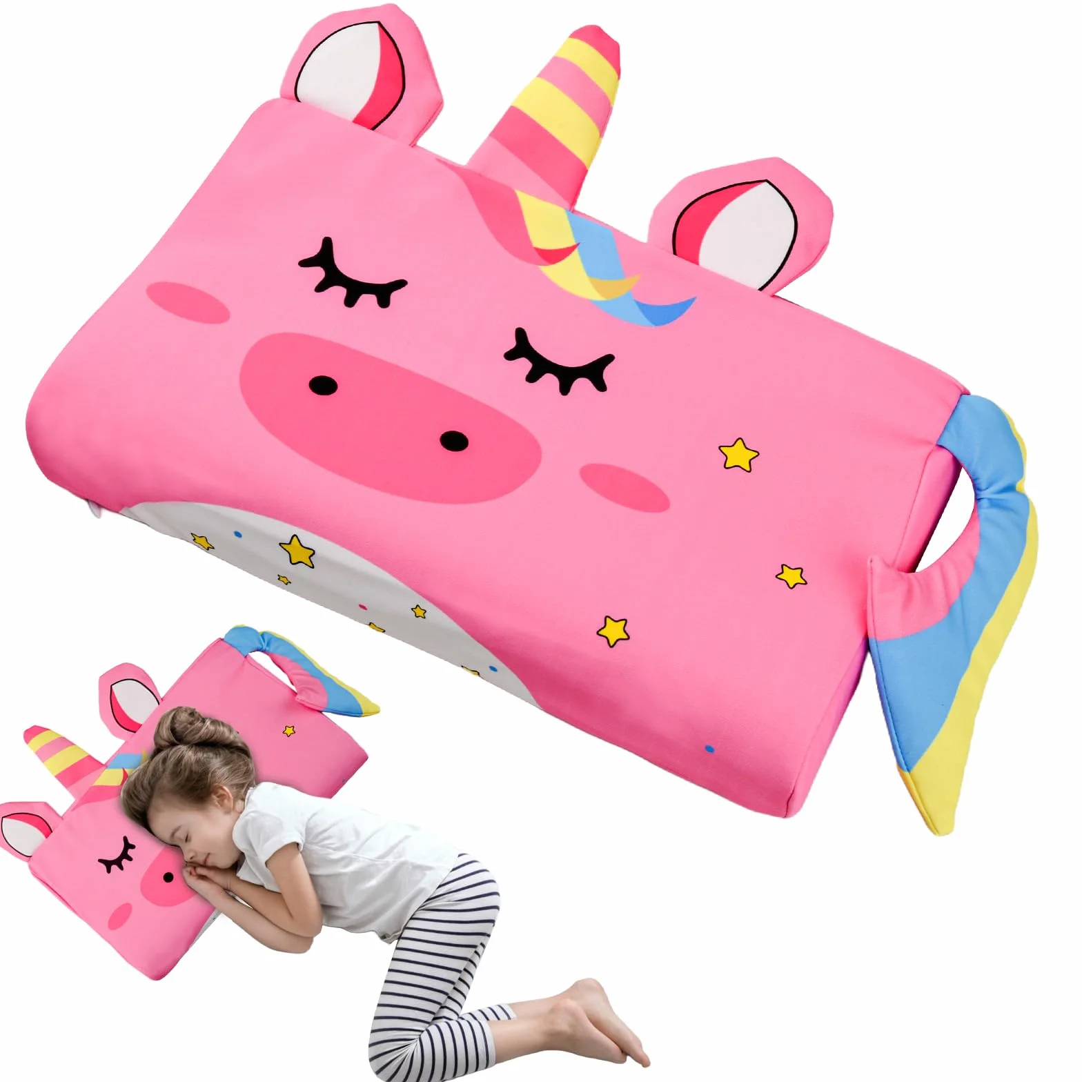 Coussin Enfant Oreiller Ergonomique Respirant Détachable 45 x 27 cm