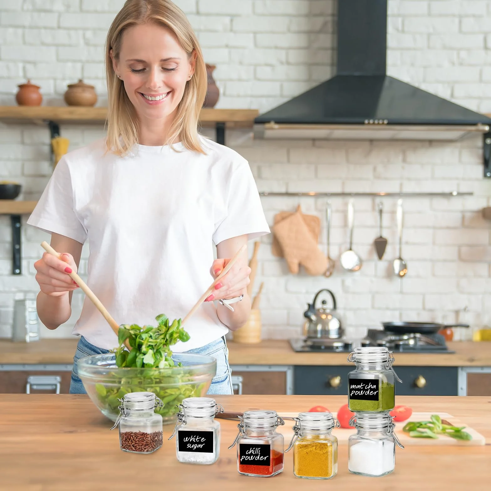 Mini Pots à Épices en Verre Hermétique avec Clip - Bocaux pour Céréales et Grains