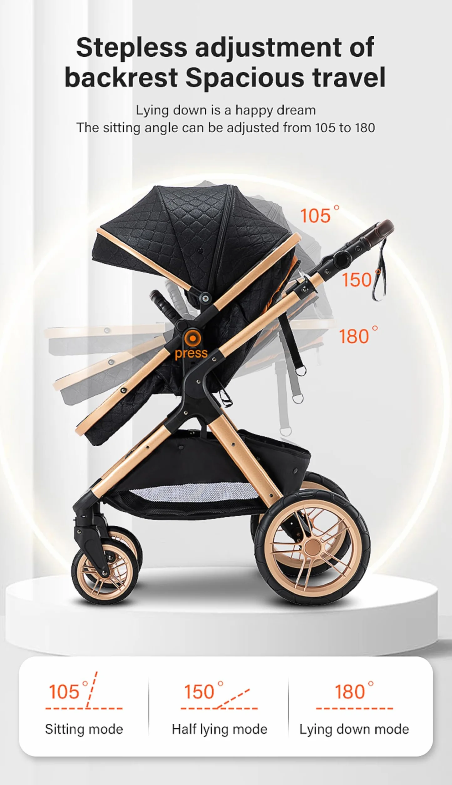 Poussette 3 en 1 Citadine Combinée Tricycle Baby Walker Haute Paysage Pliante Trolley Bébé Landau 0-36 Mois Bleu