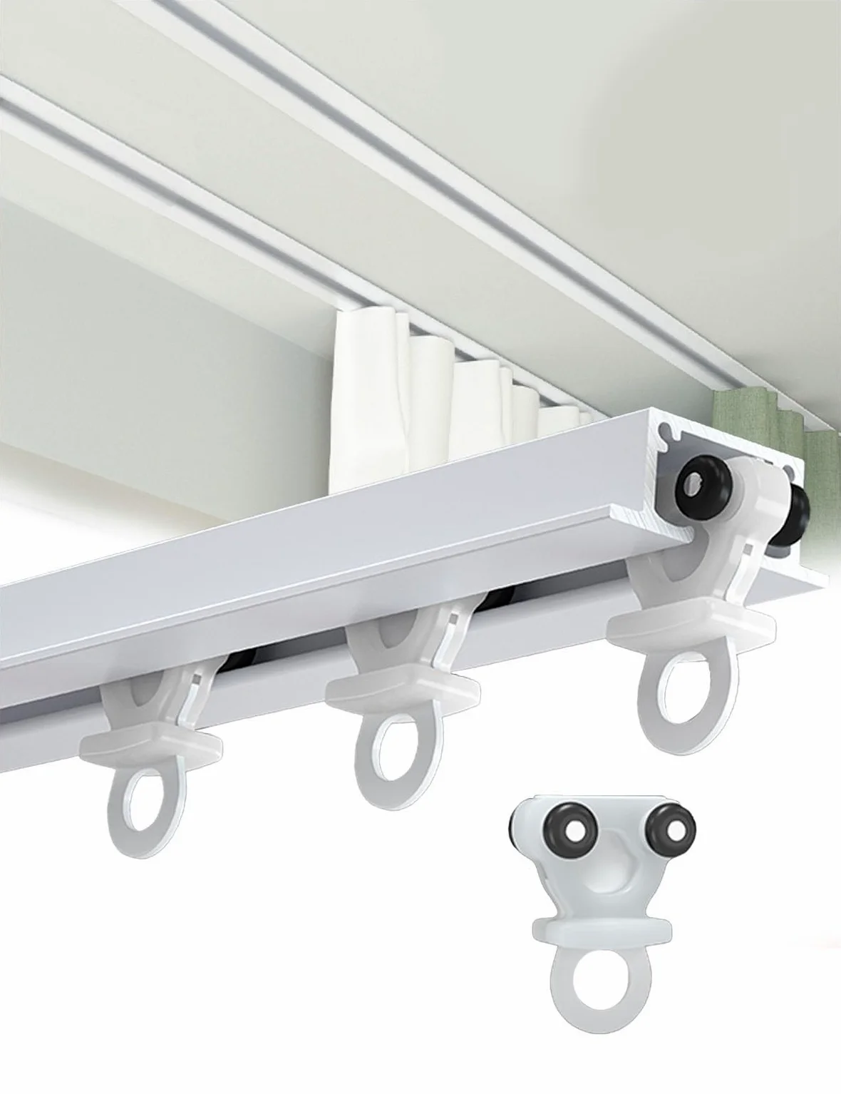 Rail Rideaux Plafond, Rideau Rail Rail de Tringle à Rideau Caché Montage au Plafond, Aluminium Rail à Rideau Encastrée