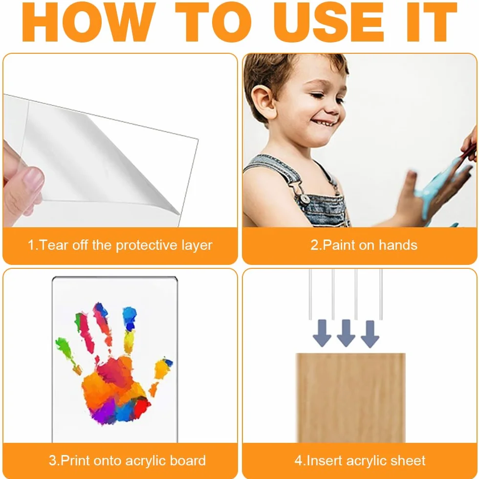 Kit d'Empreintes Familiales avec Veilleuse LED et Pigments - Cadre en Bois pour Bébé, Couples - Cadeau Personnalisé (Blanc)