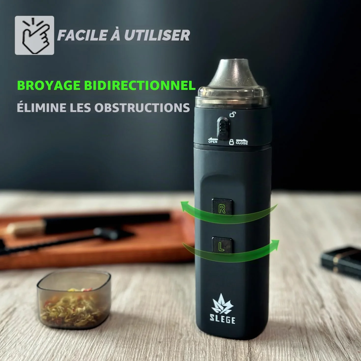 Grinder électrique à épices, broyeur portable 7 Nm, mouture rapide 1,5 g, USB (noir)