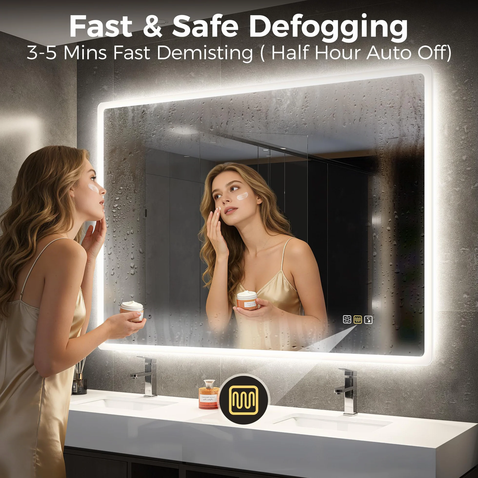 STARLEAD Grand Miroir LED Salle de Bain 120x70cm Bluetooth Dimmable 3 Couleurs IP44 Verre Trempé