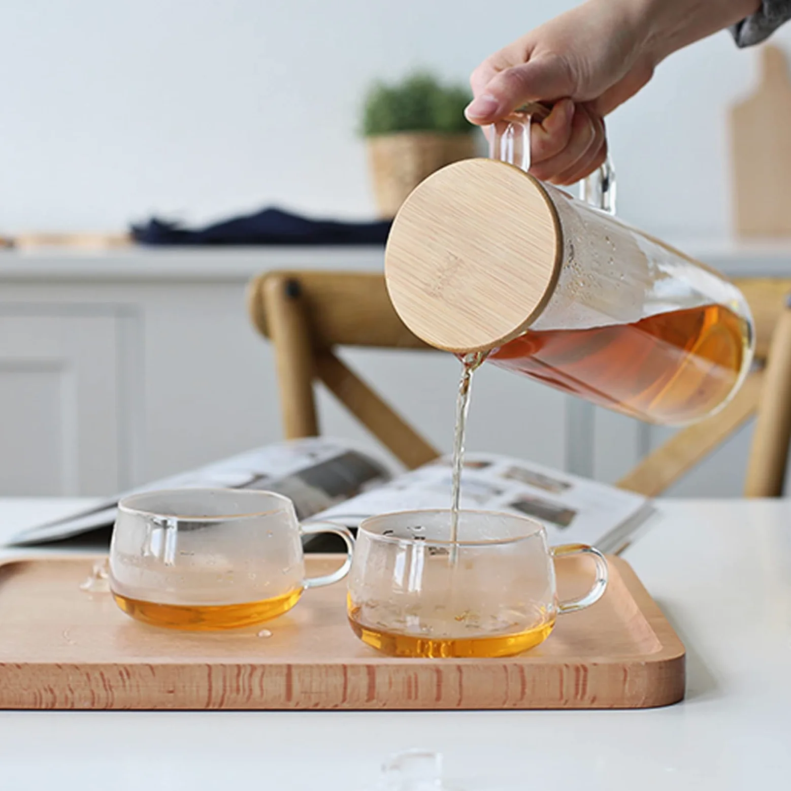 Pichet Pichet en Verre avec Couvercle pichet de thé glacé pichet pichet Chaud Eau Froide Eau thé thé café café Lait et jus de jus de Boisson Carafe Pichets