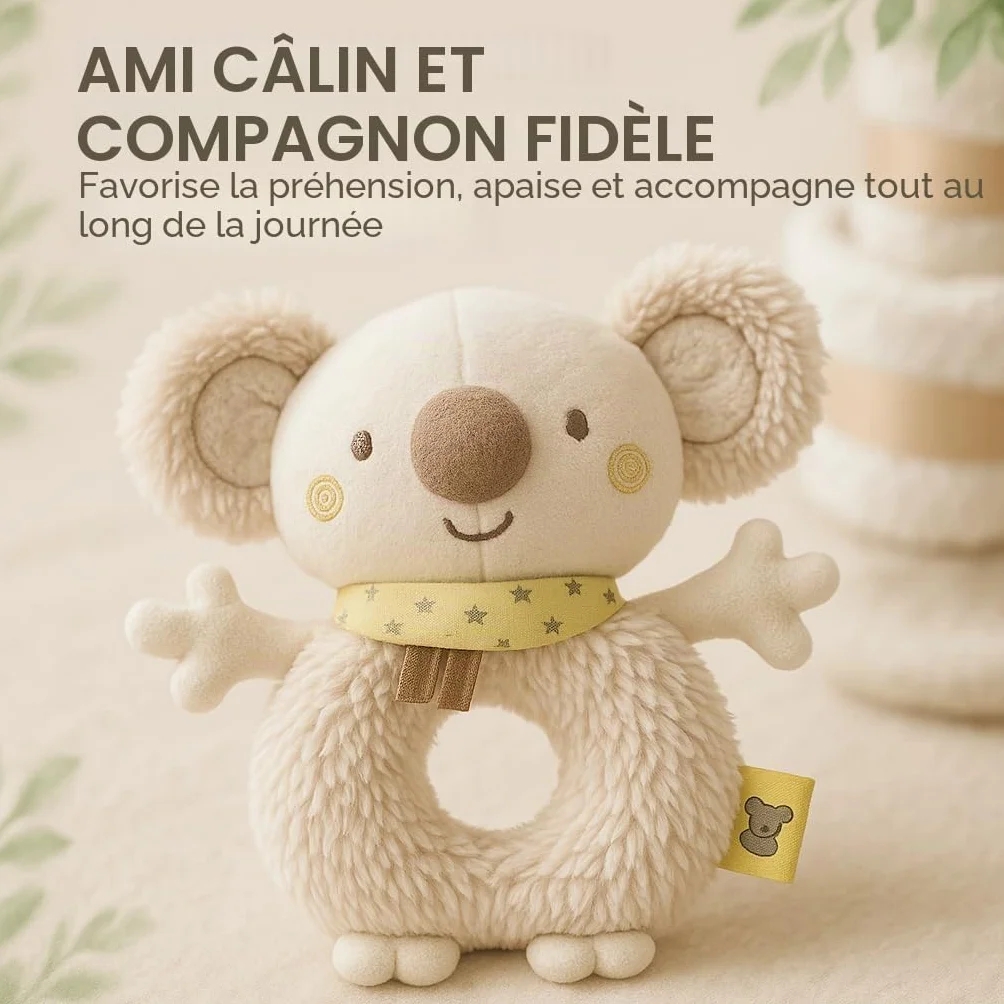Gâteau à couches koala Greifling Boho Vintage fait à la main Cadeau de naissance pince thé bio bébé