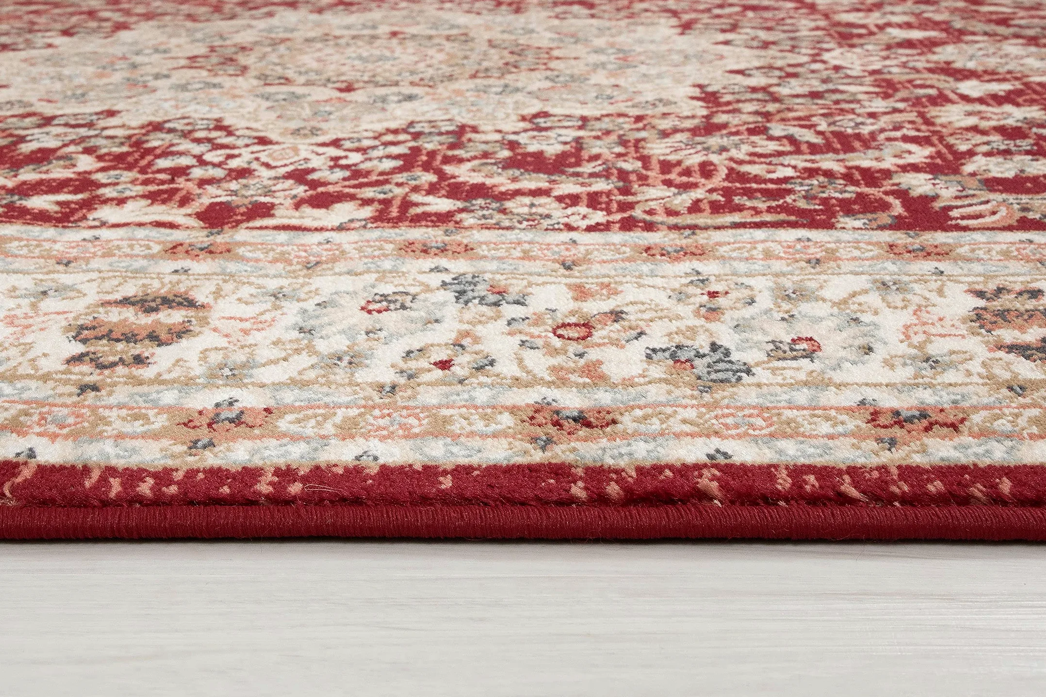 Carpeto Tapis Couloir 80x150cm Rouge Classique Traditionnel Doux Décoratif | Tapis pour Entrée Cuisine Bureau Salon Chambre Salle à Manger Anti-Allergène Chauffage au Sol Facile D'entretien Synthétique