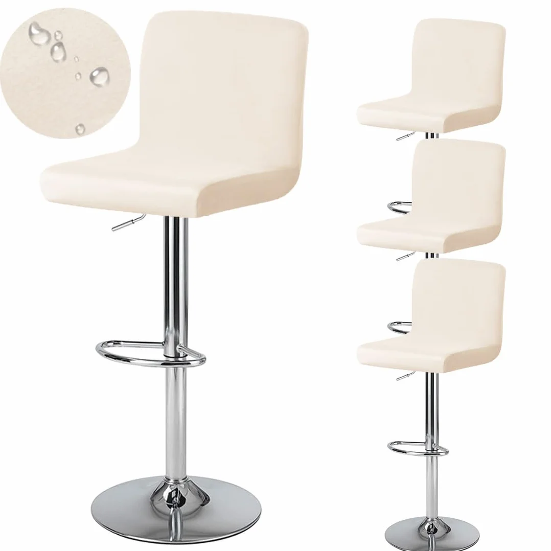 Levoberg Housse de Tabouret de Bar Imperméable Extensible 4 Pièces Beige
