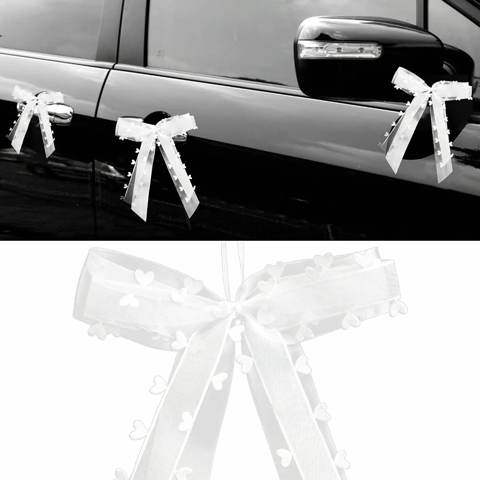 Noeud Voiture Mariage Blanc Satin Décoration 20PCS