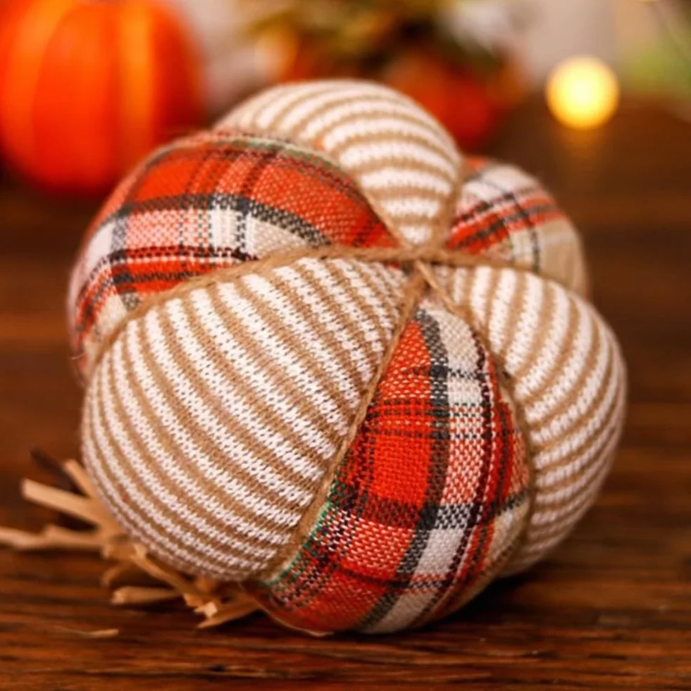 Citrouille Artificielle en Tissu, Coton PP, Décoration de Table Automne, Accessoire Photo