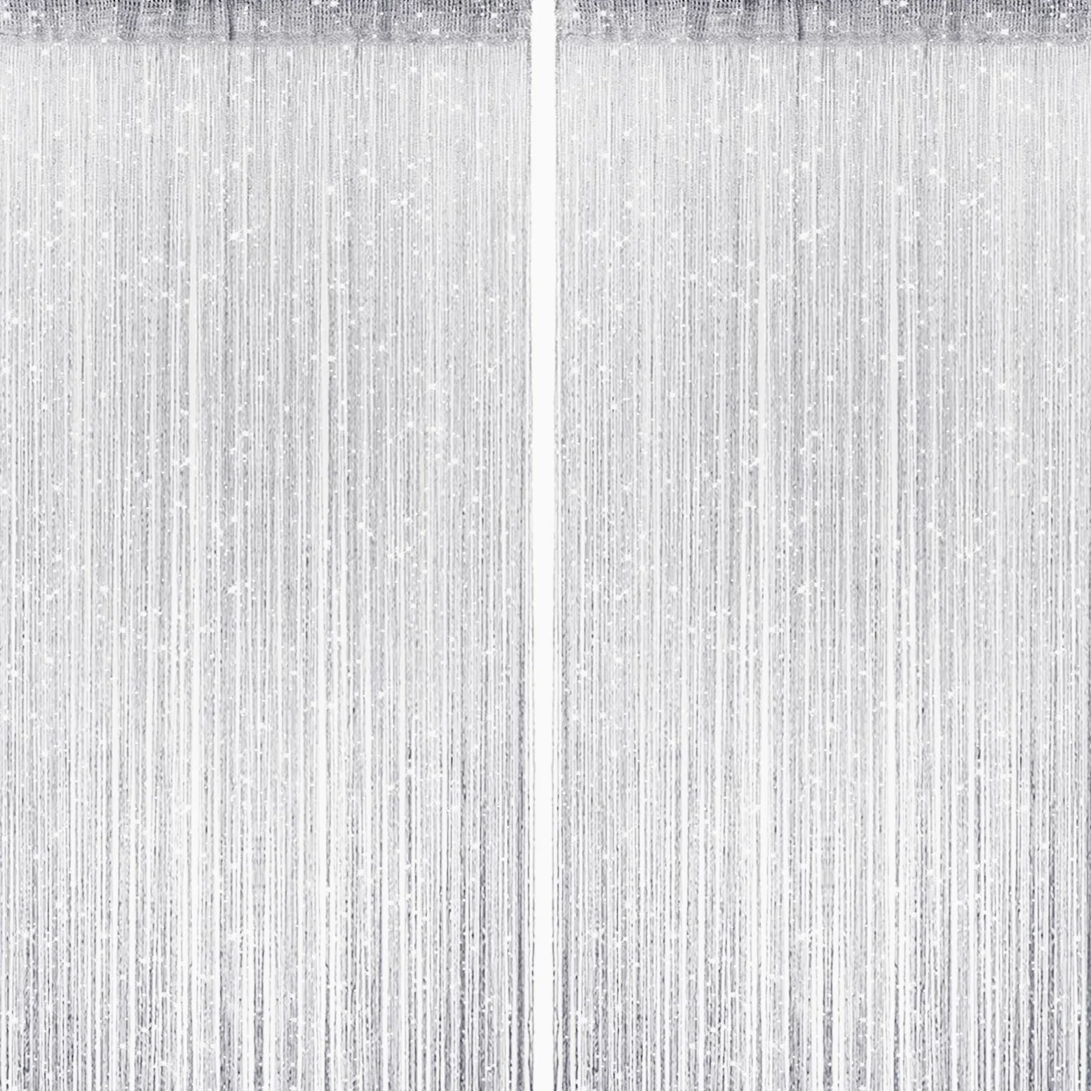 Lot de 2 rideaux à ficelles blanches de 99 x 200 cm à paillettes pour porte, chambre, placard, fenêtre, fête de mariage, décoration d'intérieur