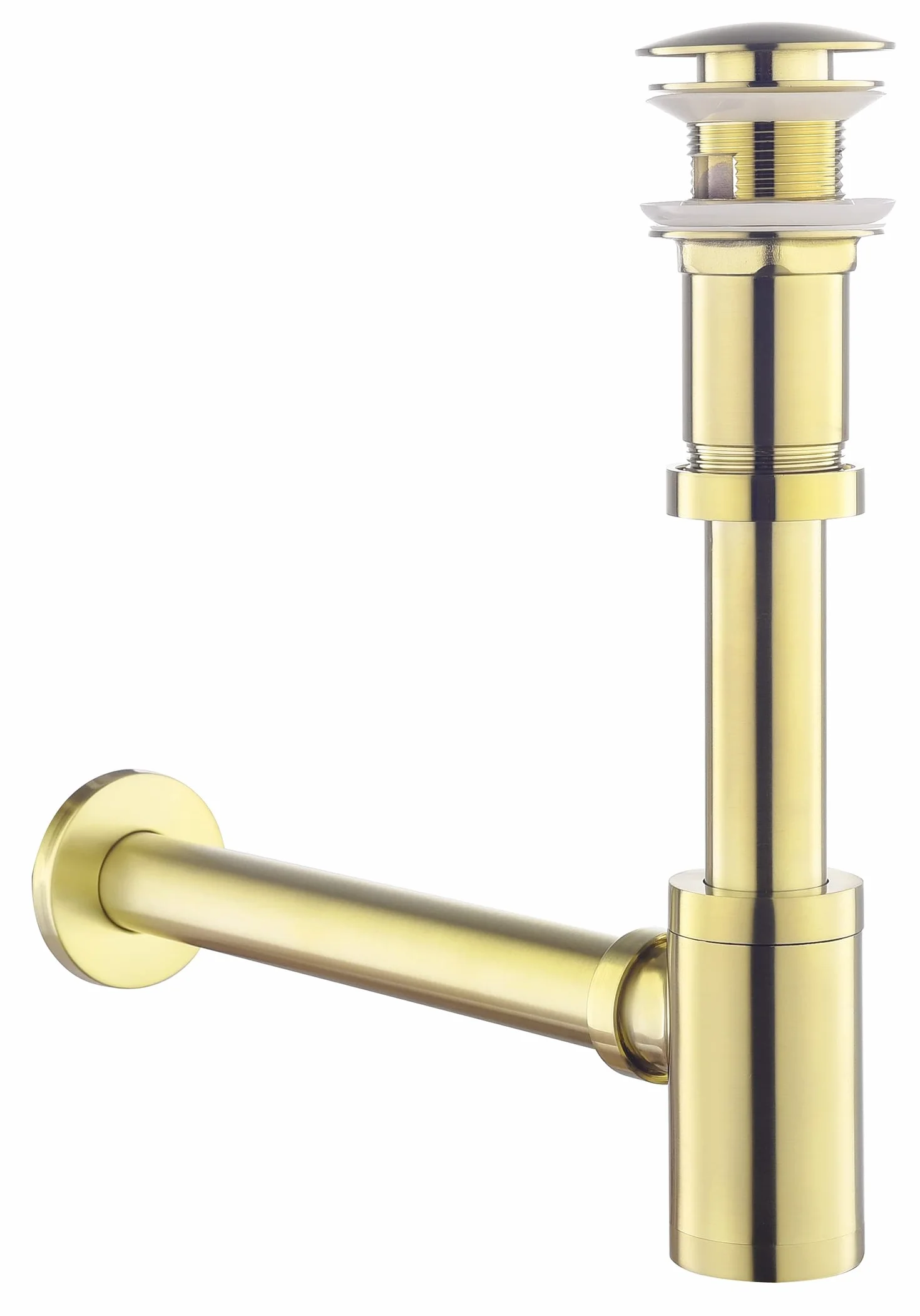 Kit Siphon Lavabo Or Brossé avec Bonde Trop-plein 1 1/4 Laiton Anti-Odeur Universel