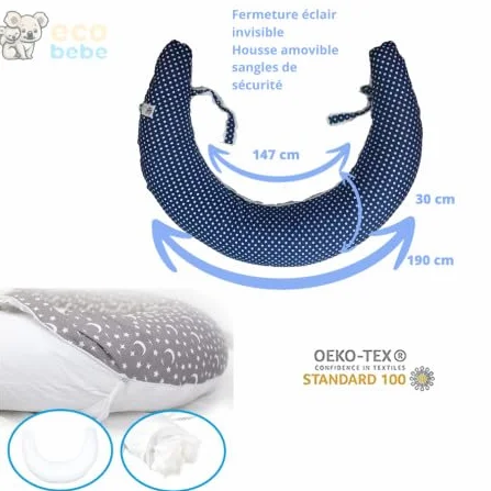 Coussin de Grossesse et d'Allaitement XXL OEKO-TEX Eco-bébé