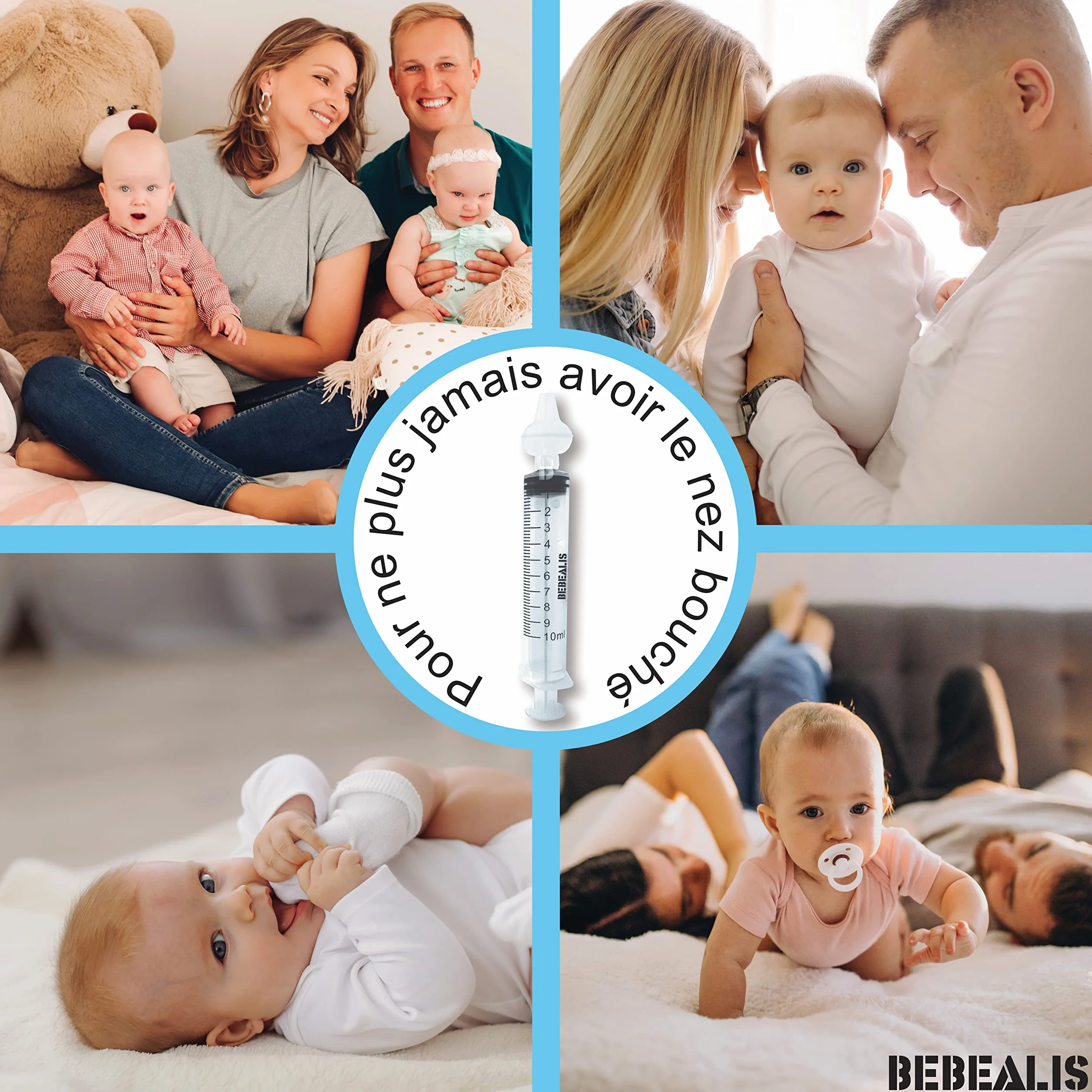 Mouche Bebe Seringue Nasale Bébé Normes NF Embouts Silicone Pointe Pipette Trousse Soin Irrigateur Nez Enfant Nourrisson Pack x4