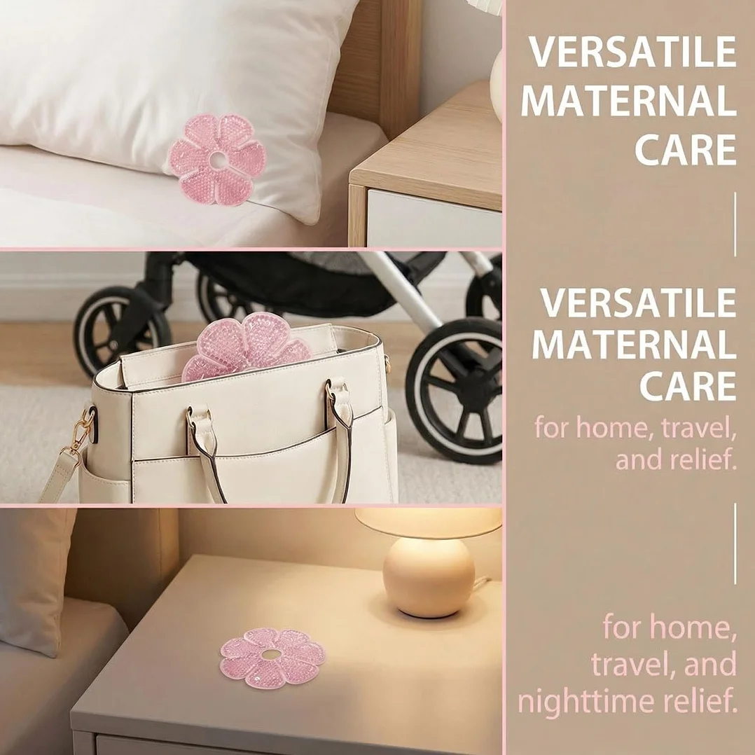 Bout De Sein Allaitement 3-En-1 Compresse Chaude-Froide Pliable Réutilisable Rose