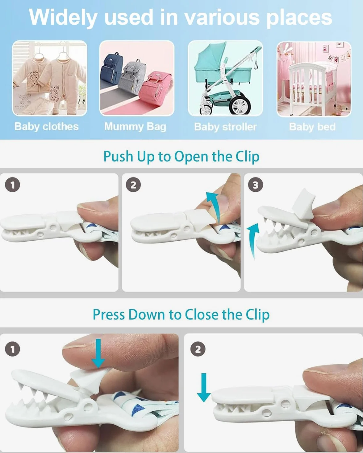 Attache Sucette Bébé Lot de 5, attaches-tétines avec sangles en coton, Pacifier Clip Chain