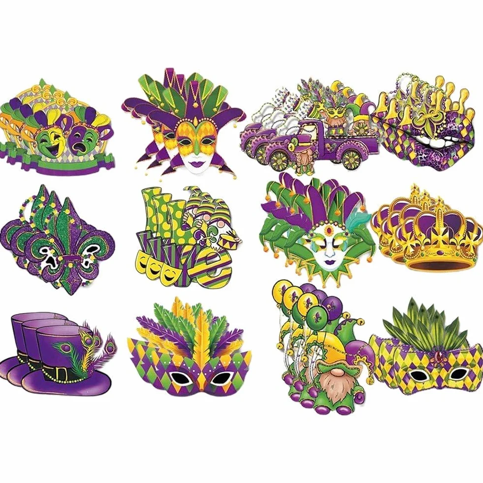 Mardi Gras Suspendus 36 Pièces Etiquettes Artisanales Carnaval Ornement Fête