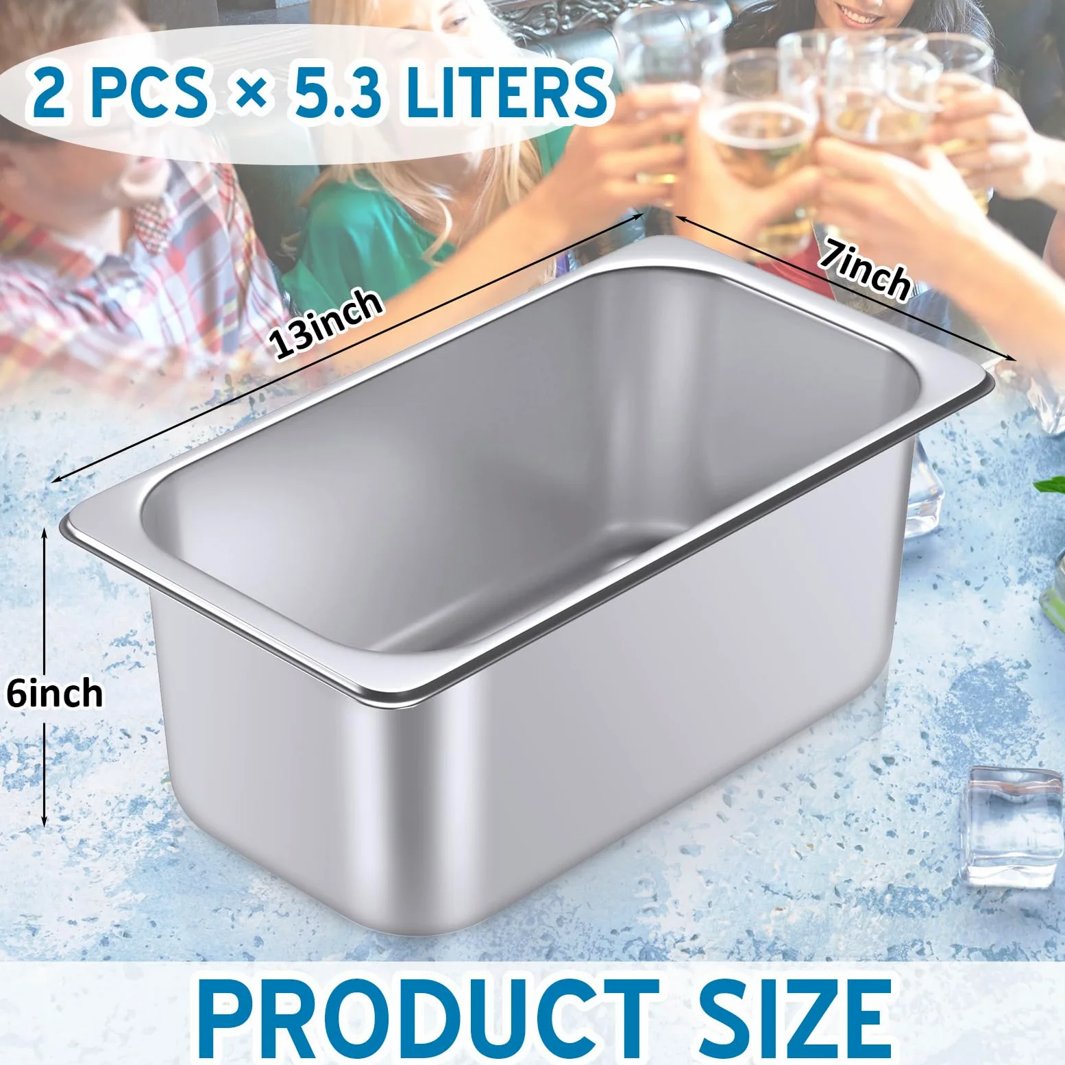 meekoo Lot de 2 seaux à glace en acier inoxydable pour fête, vin, bière, champagne, congélateur, cocktails, rafraîchissement du vin pour Mimosa (petite taille)
