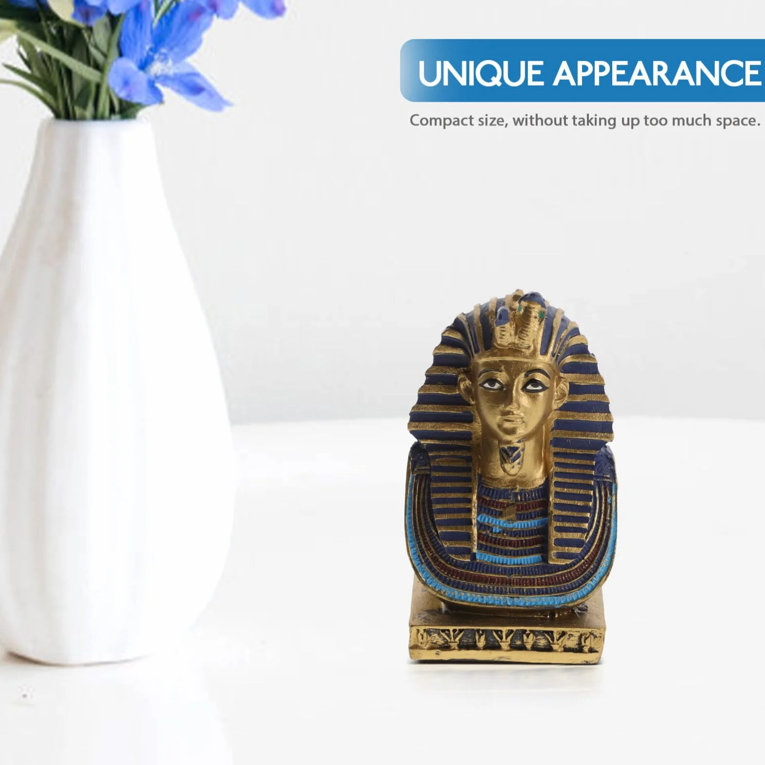 CLISPEED Statue de Pharaon Égyptien en Résine Décorative Figurine Buste Ancien Roi