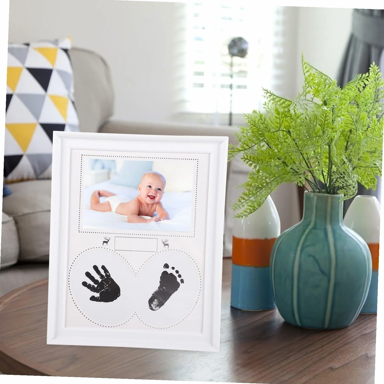 Cadre Photo Personnalisé Blanc Souvenir Naissance Mains Décoration Maison