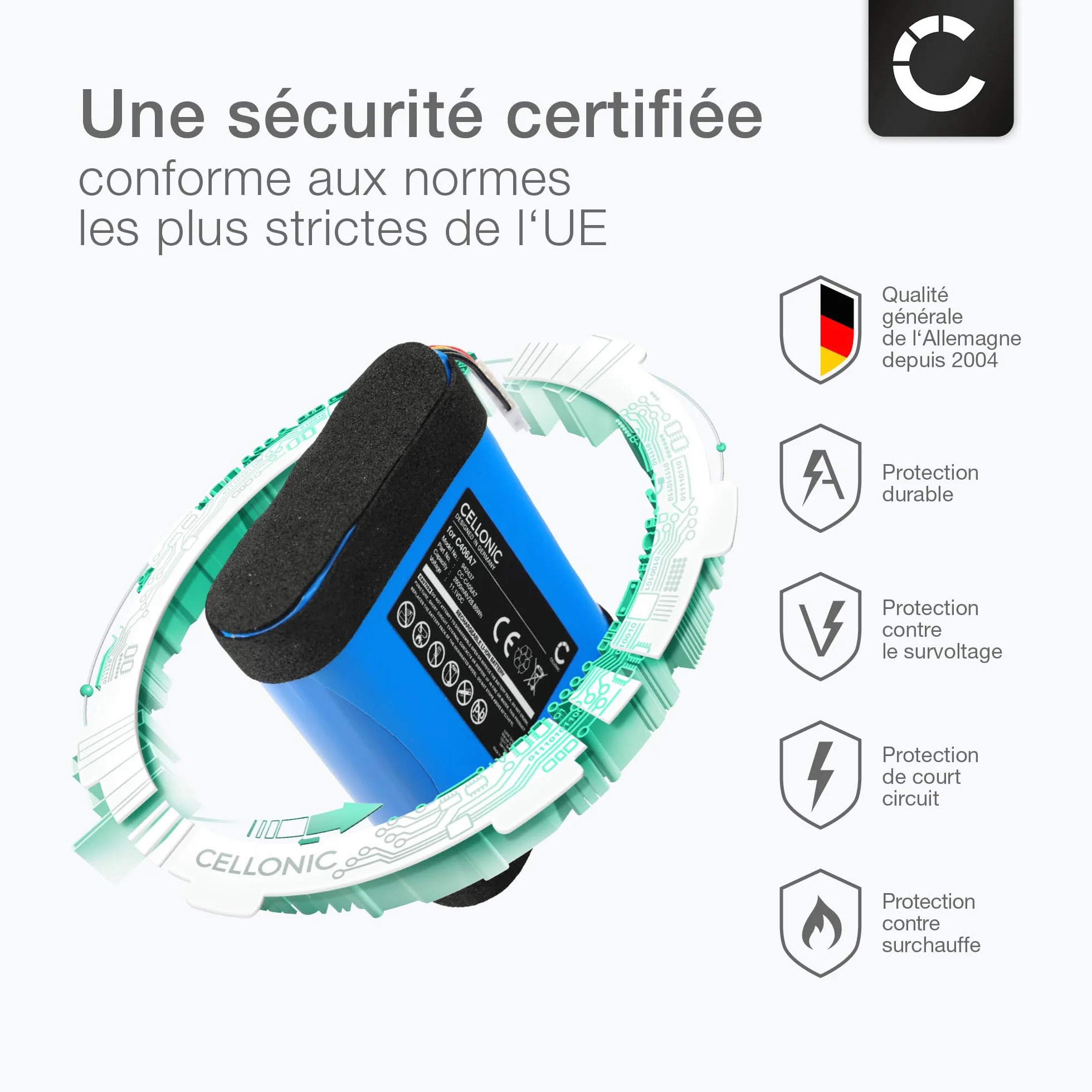 CELLONIC Batterie pour Enceinte Compatible Marshall Middleton 2600mAh 11.1V