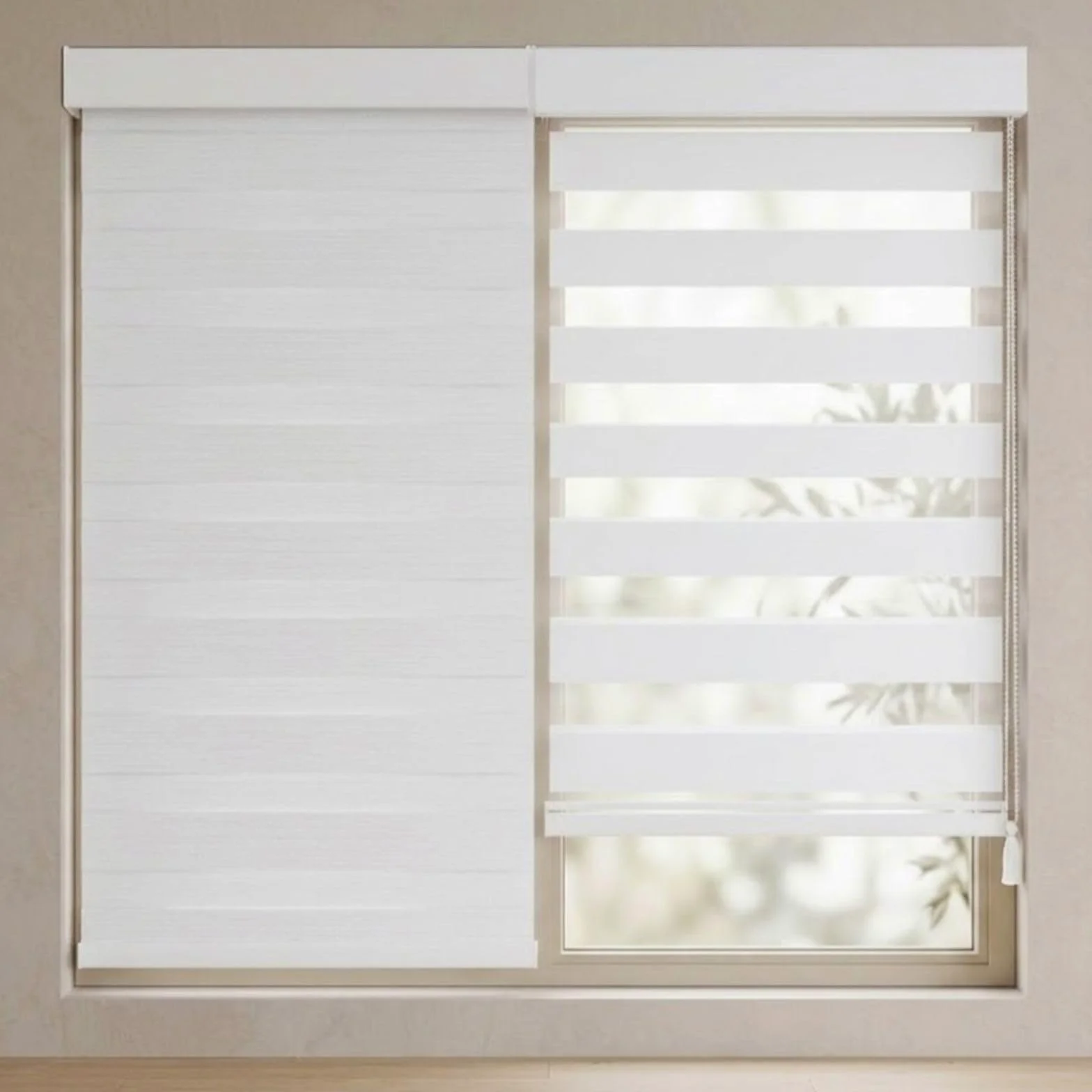 Store Zébré Occultant avec Perçage pour Intérieur de Maison et Bureau | Store Enrouleur Jour Nuit Double Tissu, Rideau Anti Chaleur, Noir, 33x122 cm, 43x91 cm, 46x183 cm(Blanc,W99cmxH163cm)