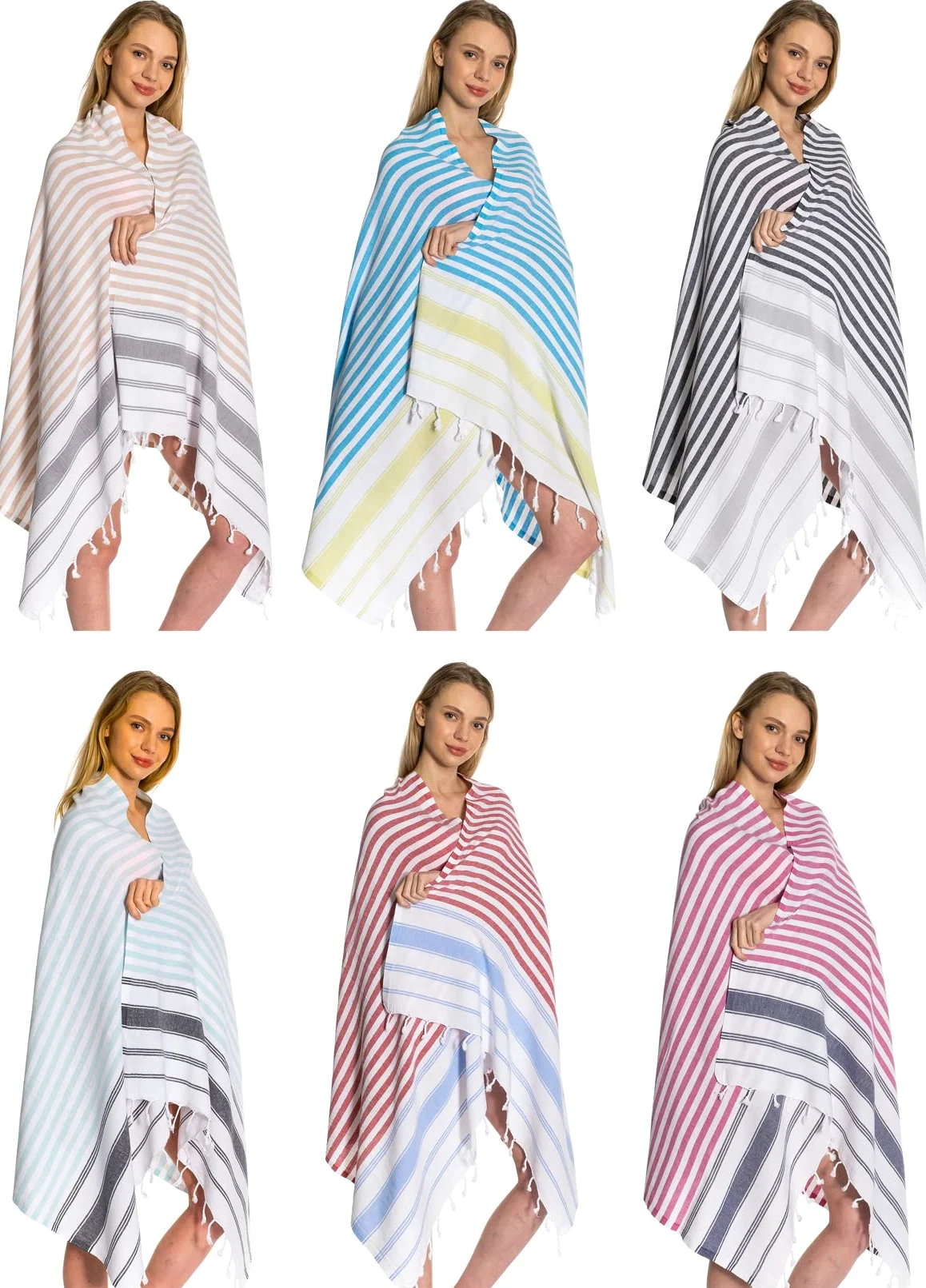 DEMMEX Lot de 3 serviettes de bain XXL en coton turc pour plage, spa, sauna, hammam, voyage, yoga, gym, paréo, fouta, sarong, pestemal couverture, 188 x 99 cm